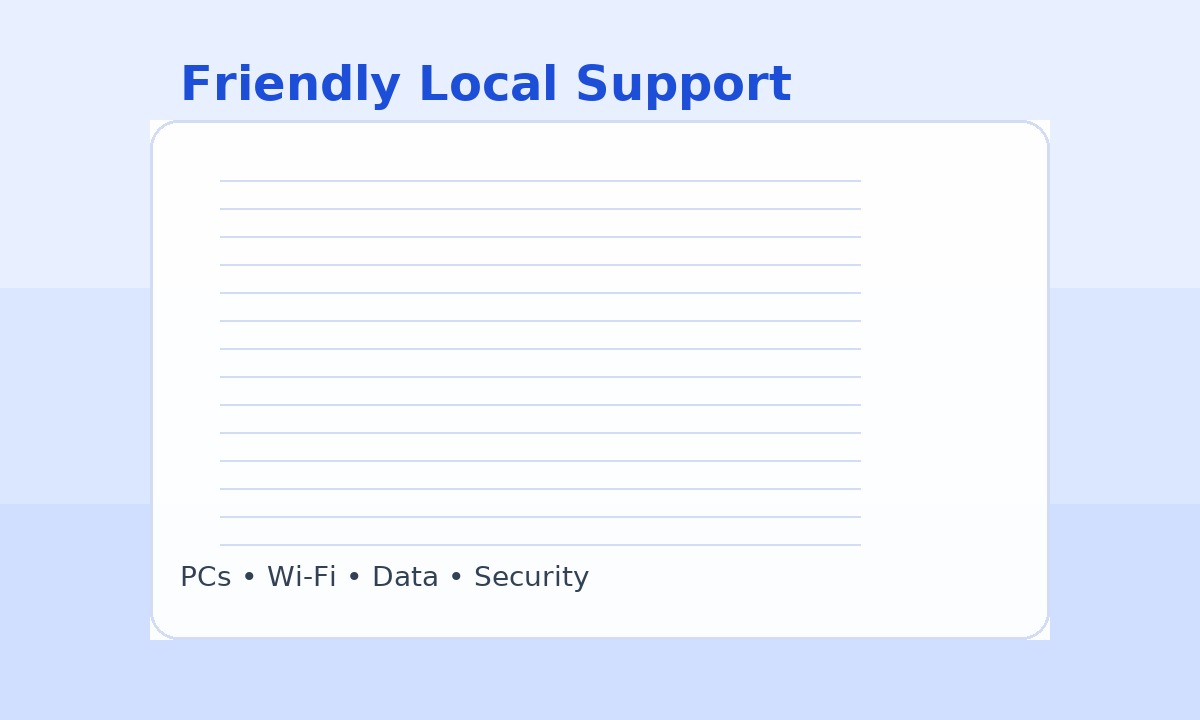 Friendly local tech support setting up a laptop